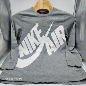 Nike Air Long Sleeve T Shirt Gray Large Graphic Print Cotton